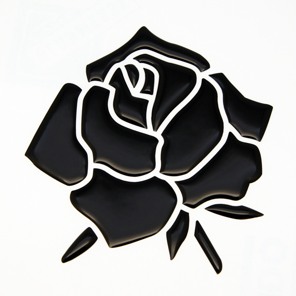 3Dステッカー 薔薇（バラ）/黒
